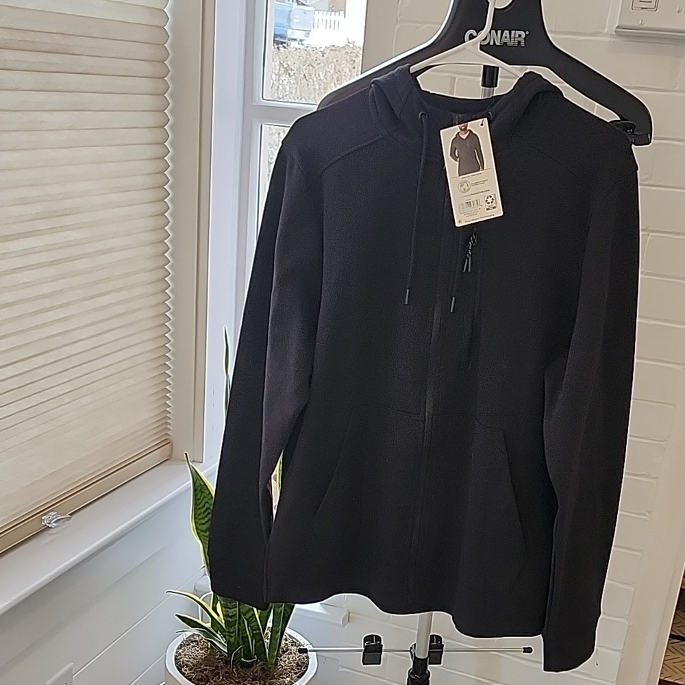 Mens black zipper hoodie, medium